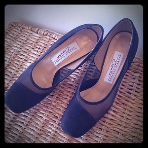 Black Suede and Mesh Heels